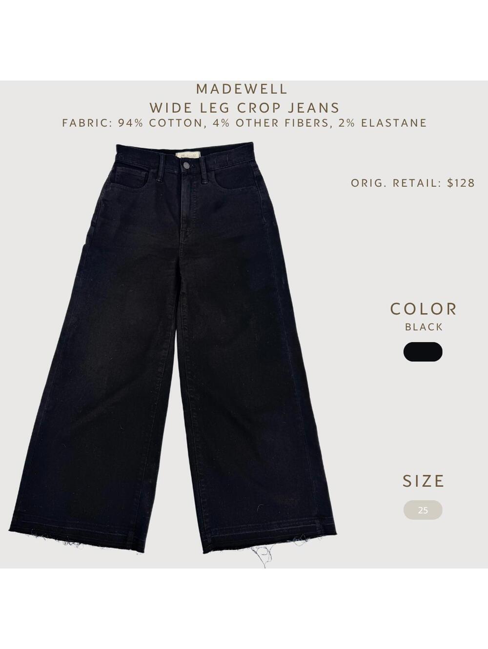 Madewell Black Wide-Leg Cropped Jeans - Picture 2 of 11